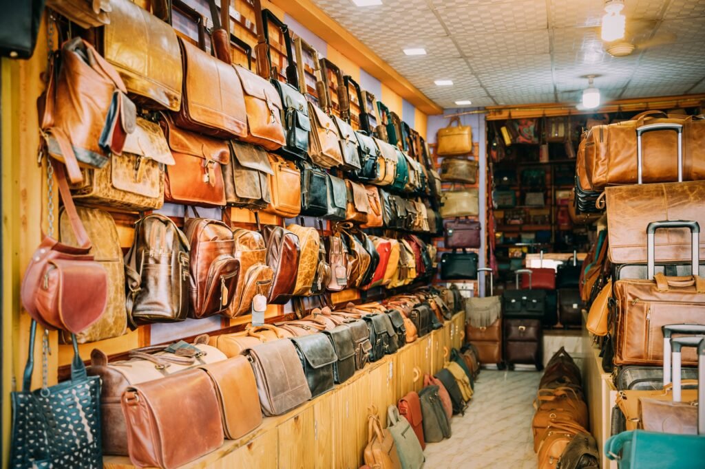 Canacona, Goa, India. Shop With Leather Goods - Bags, Wallets, Backpacks, Briefcases