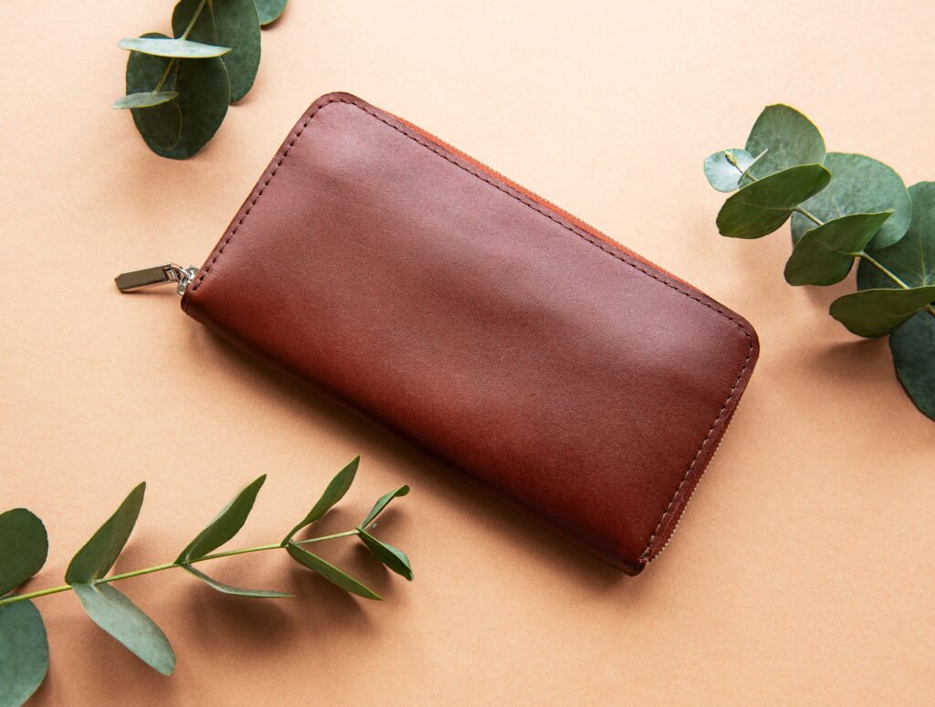 Brown leather purse