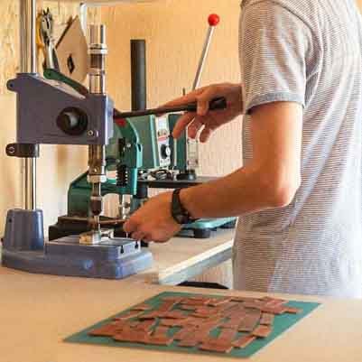 embossing logo on leather