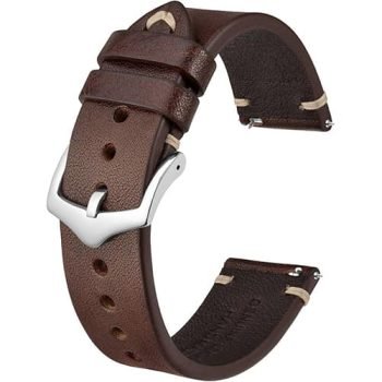 21mm leather watch strap