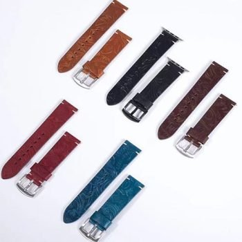 Embossed leather watch strap