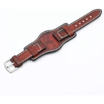 Leather Cuff Watch Strap Genuine Leather Watch Band with Mat for Men