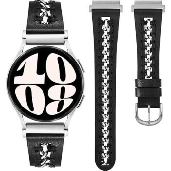 Leather Strap with Stainless Steel Metal Chain