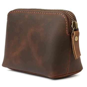 Leather makeup pouch