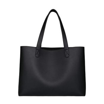 black leather tote bag