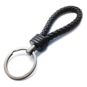 braided leather keychain