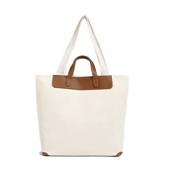 canvas leather tote bag