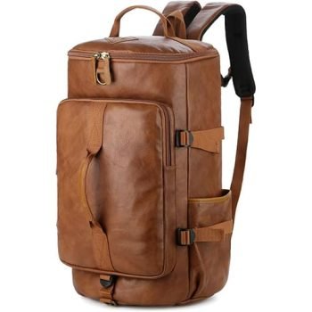 faux leather travel backpack