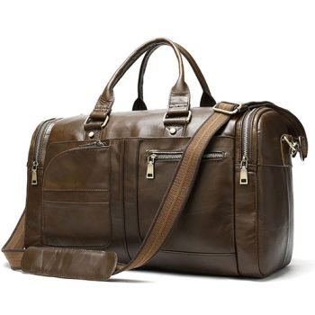 full grain leather weekender bag