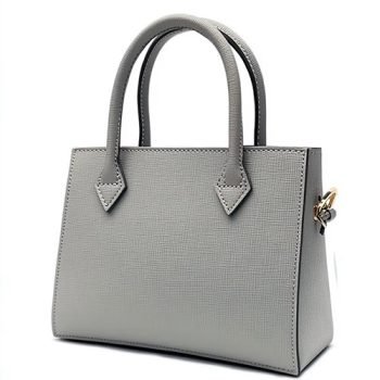 gray leather tote bag
