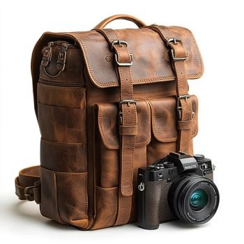 leather camera backpack