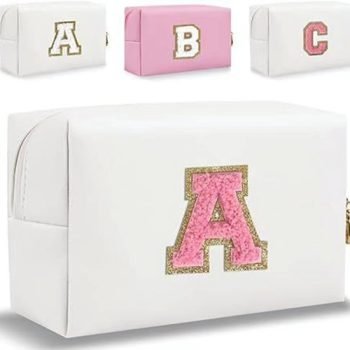 monogrammed leather cosmetic bag