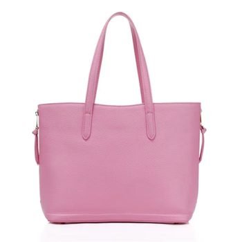 pink leather tote bag